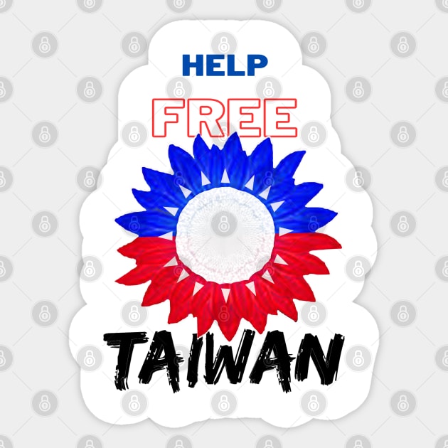 Help Free Taiwan - Red & Blue sunflower of hope Sticker by Trippy Critters